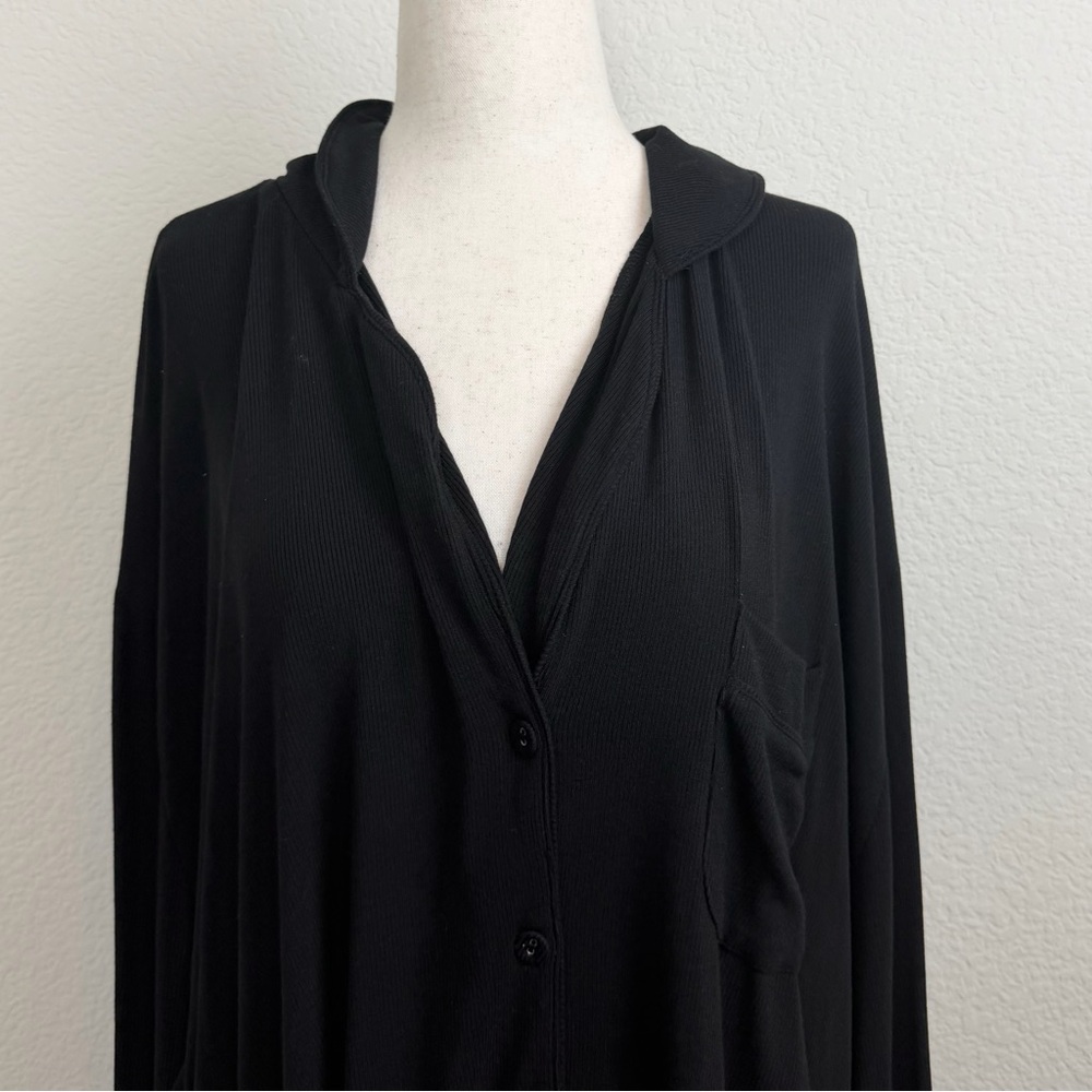 SKIMS Black Ribbed Pajama Long Sleeve
Top Plus Size 4X - Picture 3 of 11